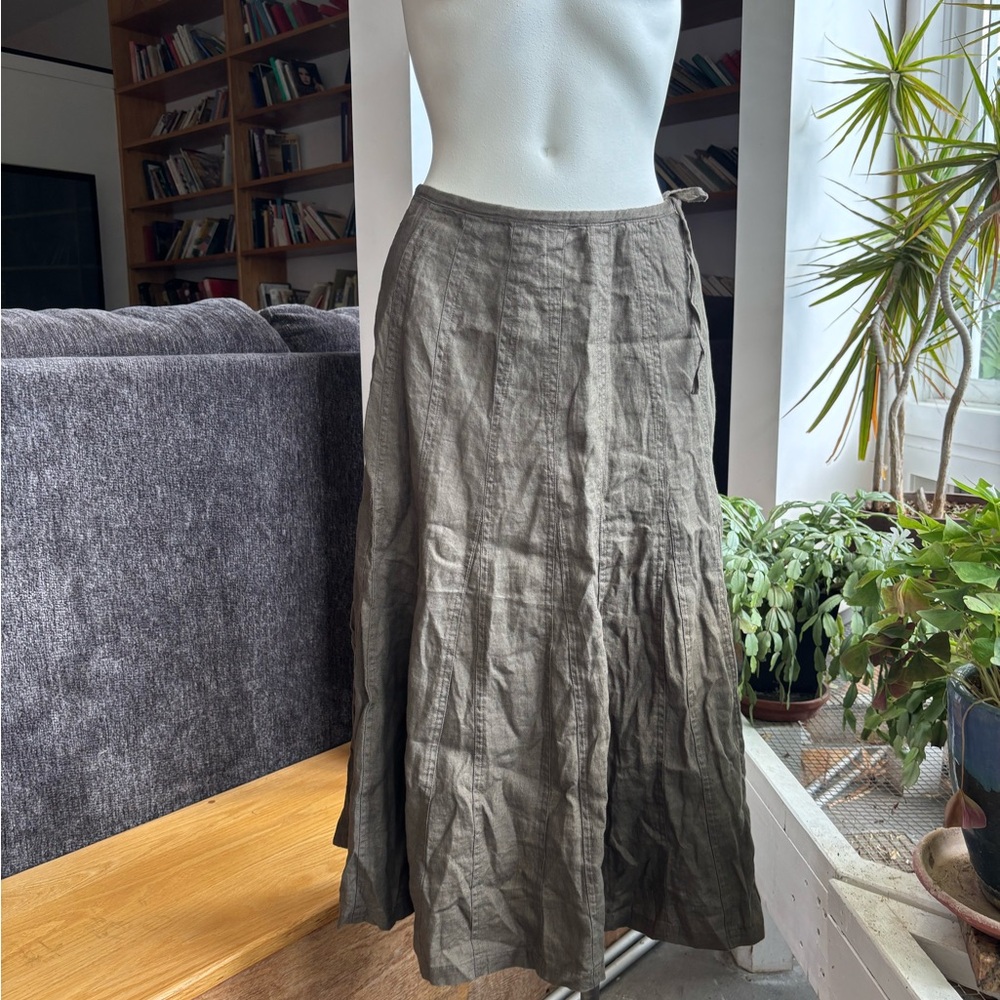 Talbots Irish Linen Olive brown Maxi Skirt